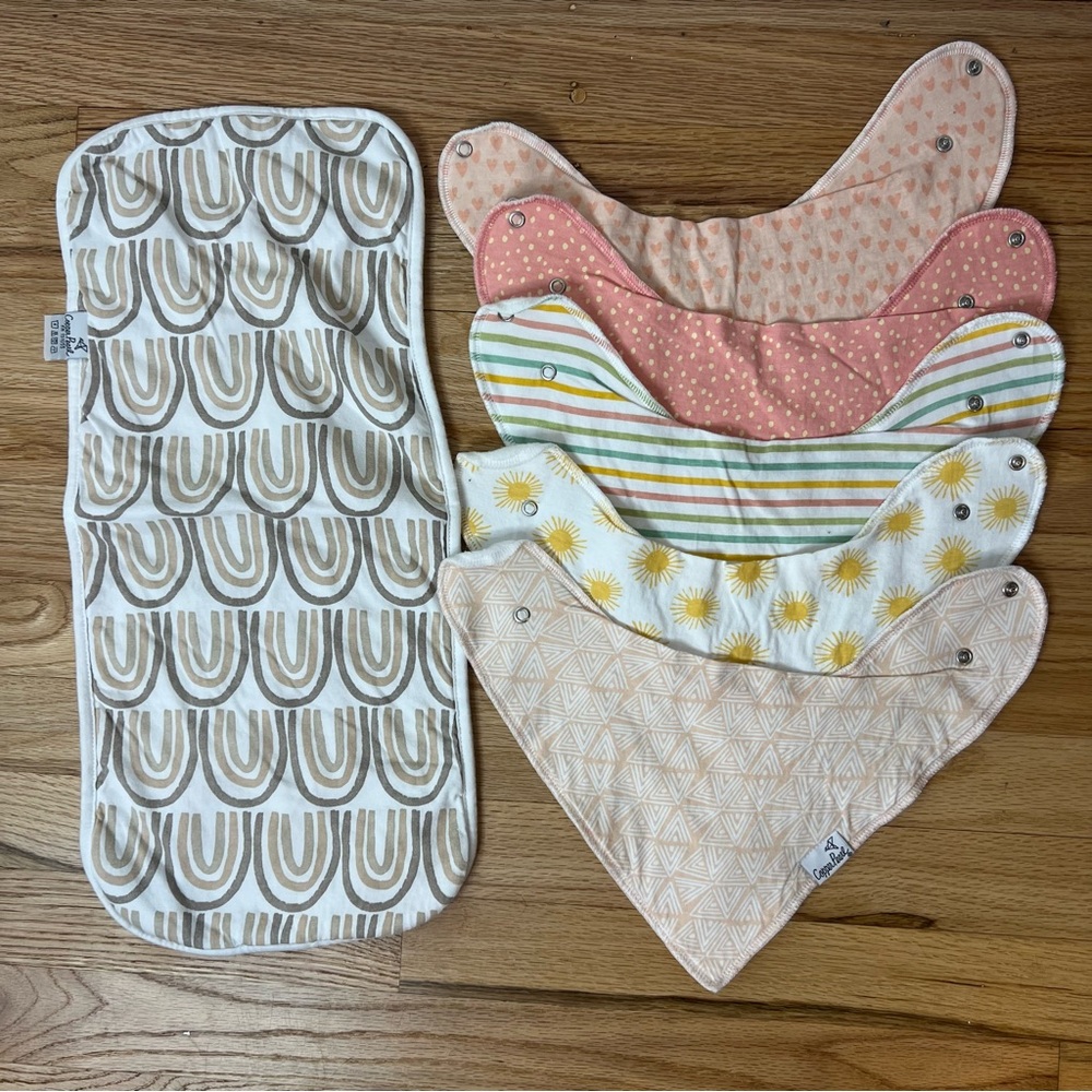 Copper Pearl Baby Bib Set Bandana Cotton Fleece Snap Closure Burp Cloth 6pc